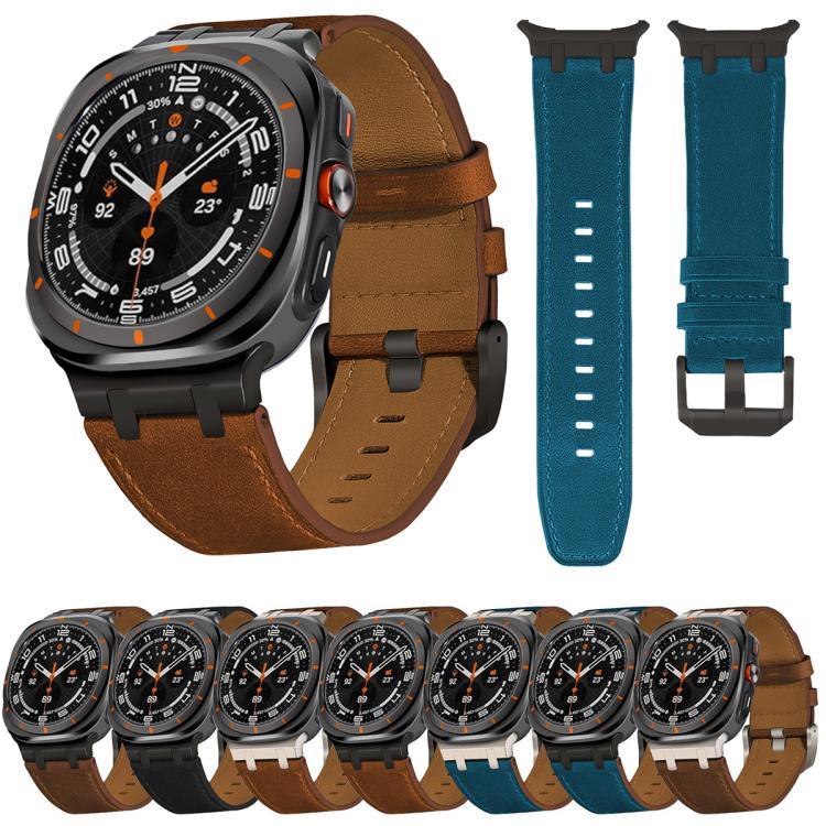 Pulseira de Relógio em Couro Crazy Horse, Para Samsung Galaxy Watch8 / Watch8 Classic