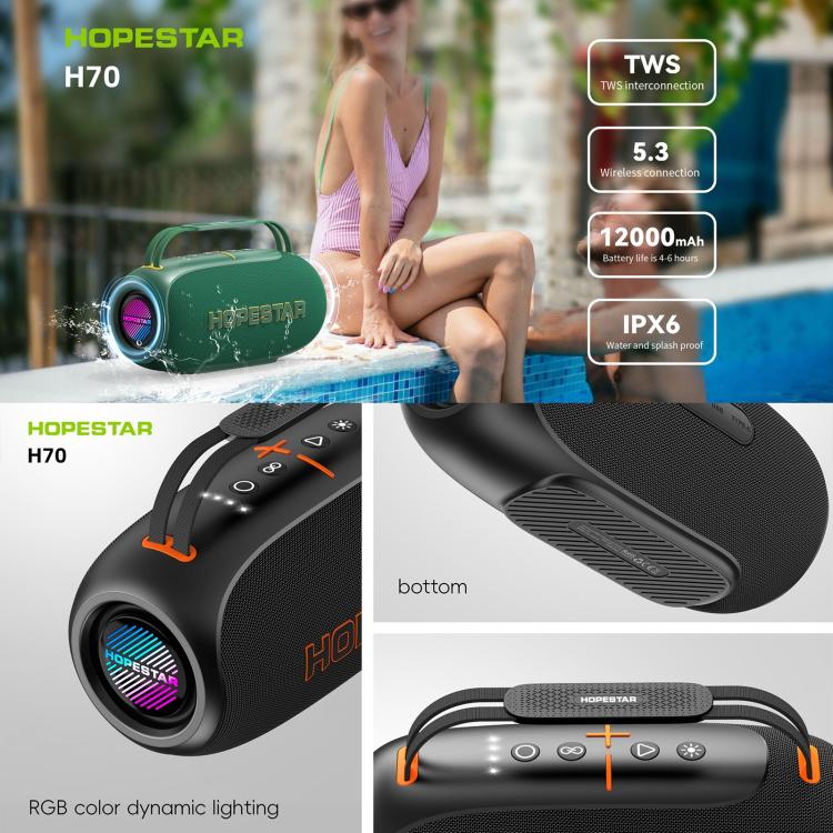 HOPESTAR H70 Coluna Bluetooth Portátil Impermeável IPX5 80W para Exterior, H70