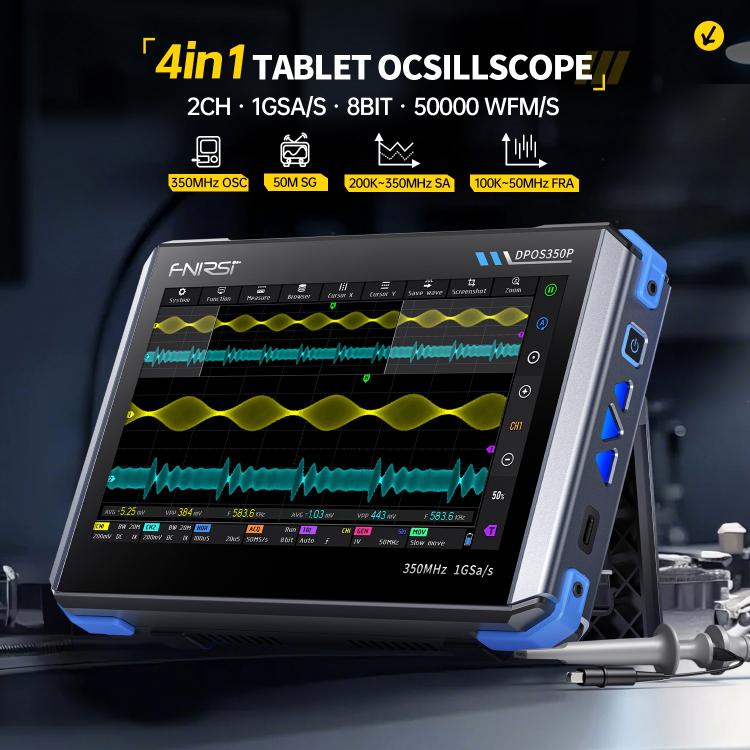 Osciloscópio Tablet FNIRSI DPOS350P 4 em 1 Ecrã Tátil IPS HD 7 polegadas 350M, DPOS350P(Ficha US), DPOS350P(Ficha EU)