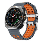 Ocean Two Color Dual-Row Hole Silver Buckle Silicone Watch Band, For Samsung Galaxy Watch Ultra / Ultra 2025