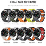 Ocean Two Color Dual-Row Hole Silver Buckle Silicone Watch Band, For Samsung Galaxy Watch Ultra / Ultra 2025