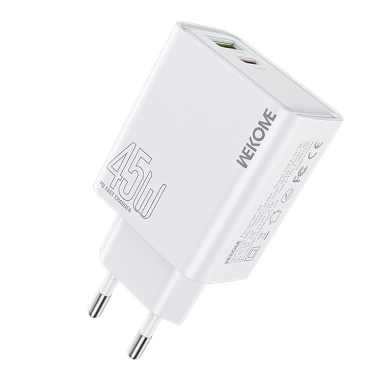 Carregador Rápido WK WP-U64 45W Kinkong Flash Charge USB+Type-C, Ficha UE, Ficha UK, Ficha US