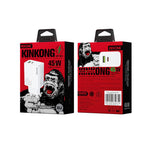 Carregador Rápido WK WP-U64 45W Kinkong Flash Charge USB+Type-C, Ficha UE, Ficha UK, Ficha US