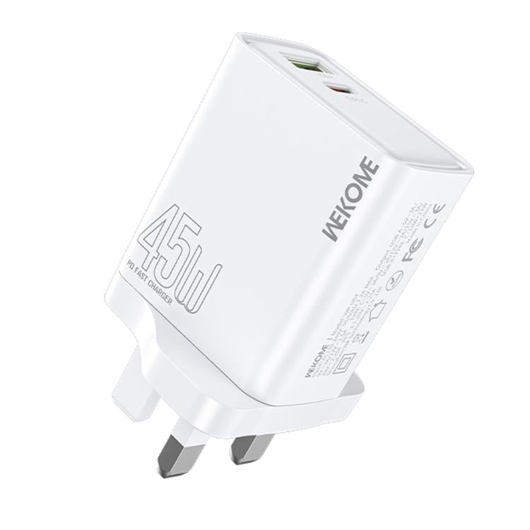 Carregador Rápido WK WP-U64 45W Kinkong Flash Charge USB+Type-C, Ficha UE, Ficha UK, Ficha US