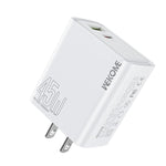 Carregador Rápido WK WP-U64 45W Kinkong Flash Charge USB+Type-C, Ficha UE, Ficha UK, Ficha US