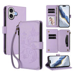 Capa para telemóvel em pele com carteira com fecho e múltiplos cartões Butterfly Love Flower, para iPhone 17e / 16e, para iPhone 17 Pro Max, para iPhone 17 Pro, para iPhone 17, para iPhone Air, para iPhone 16 Pro Max