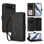 Capa para telemóvel em pele com carteira com fecho e múltiplos cartões Butterfly Love Flower, para iPhone 17e / 16e, para iPhone 17 Pro Max, para iPhone 17 Pro, para iPhone 17, para iPhone Air, para iPhone 16 Pro Max