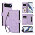 Capa para telemóvel em pele com carteira com fecho e múltiplos cartões Butterfly Love Flower, para iPhone 17e / 16e, para iPhone 17 Pro Max, para iPhone 17 Pro, para iPhone 17, para iPhone Air, para iPhone 16 Pro Max