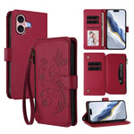 Capa para telemóvel em pele com carteira com fecho e múltiplos cartões Butterfly Love Flower, para iPhone 16 Pro, para iPhone 16 Plus, para iPhone 16, para iPhone 15 Pro Max, para iPhone 15 Pro, para iPhone 15 Plus