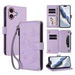 Capa para telemóvel em pele com carteira com fecho e múltiplos cartões Butterfly Love Flower, para iPhone 16 Pro, para iPhone 16 Plus, para iPhone 16, para iPhone 15 Pro Max, para iPhone 15 Pro, para iPhone 15 Plus