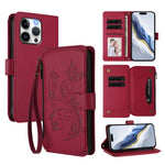 Capa para telemóvel em pele com carteira com fecho e múltiplos cartões Butterfly Love Flower, para iPhone 16 Pro, para iPhone 16 Plus, para iPhone 16, para iPhone 15 Pro Max, para iPhone 15 Pro, para iPhone 15 Plus