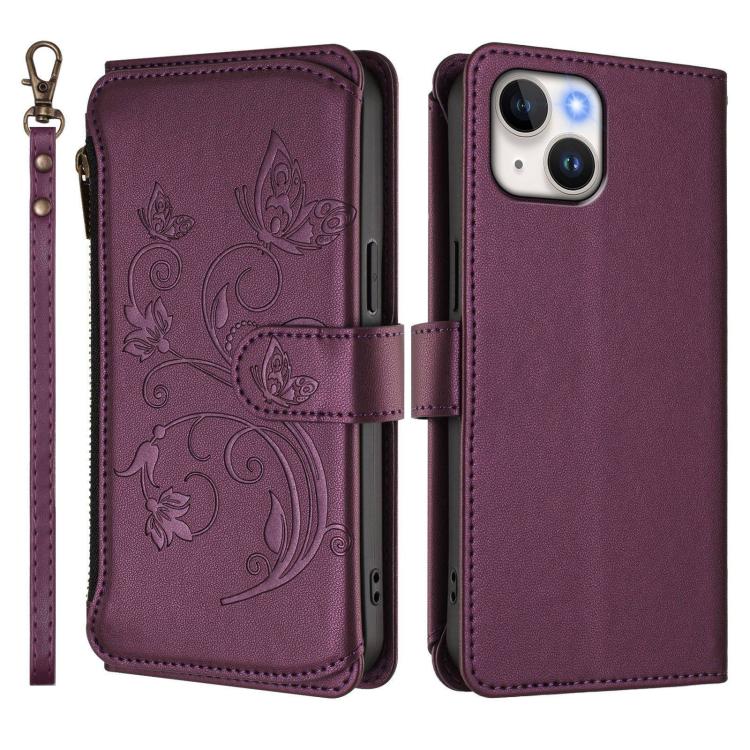Capa para Telemóvel Carteira de Couro com Zíper, Multi-cartões, Estampa de Borboleta, Amor e Flor, Para iPhone 15, Para iPhone 14 Plus, Para iPhone 14 / 13, Para iPhone 14 Pro, Para iPhone 14 Pro Max, Para iPhone 7 / 8 / SE 2022