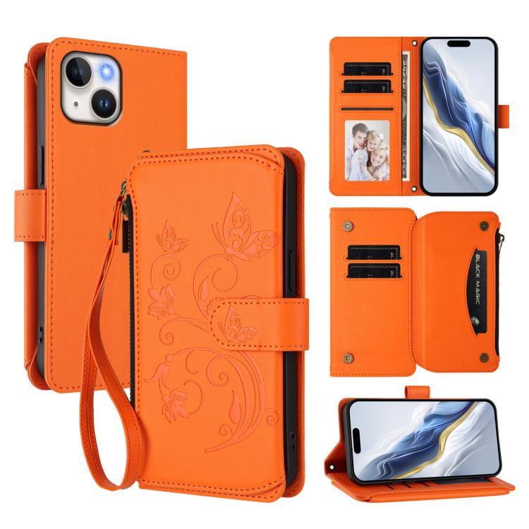 Capa para Telemóvel Carteira de Couro com Zíper, Multi-cartões, Estampa de Borboleta, Amor e Flor, Para iPhone 15, Para iPhone 14 Plus, Para iPhone 14 / 13, Para iPhone 14 Pro, Para iPhone 14 Pro Max, Para iPhone 7 / 8 / SE 2022