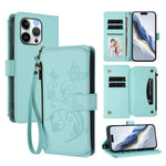 Capa para Telemóvel Carteira de Couro com Zíper, Multi-cartões, Estampa de Borboleta, Amor e Flor, Para iPhone 15, Para iPhone 14 Plus, Para iPhone 14 / 13, Para iPhone 14 Pro, Para iPhone 14 Pro Max, Para iPhone 7 / 8 / SE 2022