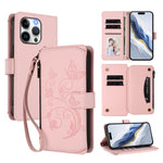 Capa para Telemóvel Carteira de Couro com Zíper, Multi-cartões, Estampa de Borboleta, Amor e Flor, Para iPhone 15, Para iPhone 14 Plus, Para iPhone 14 / 13, Para iPhone 14 Pro, Para iPhone 14 Pro Max, Para iPhone 7 / 8 / SE 2022
