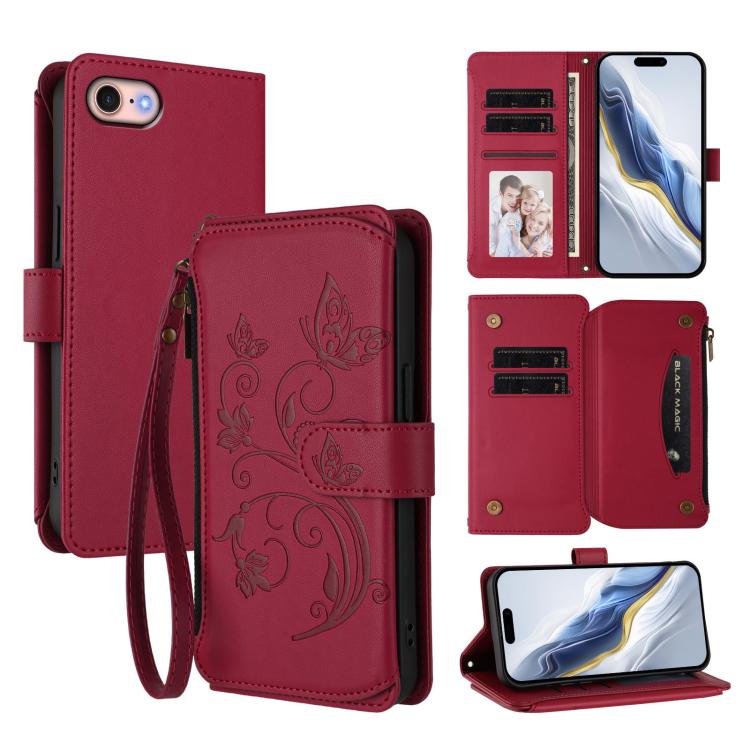 Capa para Telemóvel Carteira de Couro com Zíper, Multi-cartões, Estampa de Borboleta, Amor e Flor, Para iPhone 15, Para iPhone 14 Plus, Para iPhone 14 / 13, Para iPhone 14 Pro, Para iPhone 14 Pro Max, Para iPhone 7 / 8 / SE 2022