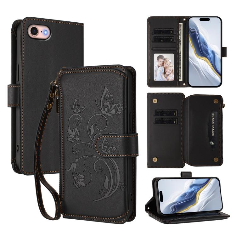 Capa para Telemóvel Carteira de Couro com Zíper, Multi-cartões, Estampa de Borboleta, Amor e Flor, Para iPhone 15, Para iPhone 14 Plus, Para iPhone 14 / 13, Para iPhone 14 Pro, Para iPhone 14 Pro Max, Para iPhone 7 / 8 / SE 2022