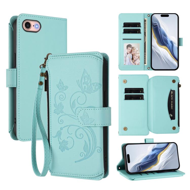 Capa para Telemóvel Carteira de Couro com Zíper, Multi-cartões, Estampa de Borboleta, Amor e Flor, Para iPhone 15, Para iPhone 14 Plus, Para iPhone 14 / 13, Para iPhone 14 Pro, Para iPhone 14 Pro Max, Para iPhone 7 / 8 / SE 2022