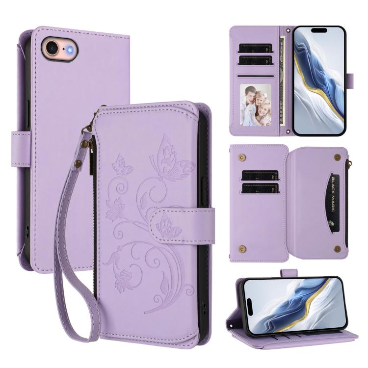 Capa para Telemóvel Carteira de Couro com Zíper, Multi-cartões, Estampa de Borboleta, Amor e Flor, Para iPhone 15, Para iPhone 14 Plus, Para iPhone 14 / 13, Para iPhone 14 Pro, Para iPhone 14 Pro Max, Para iPhone 7 / 8 / SE 2022