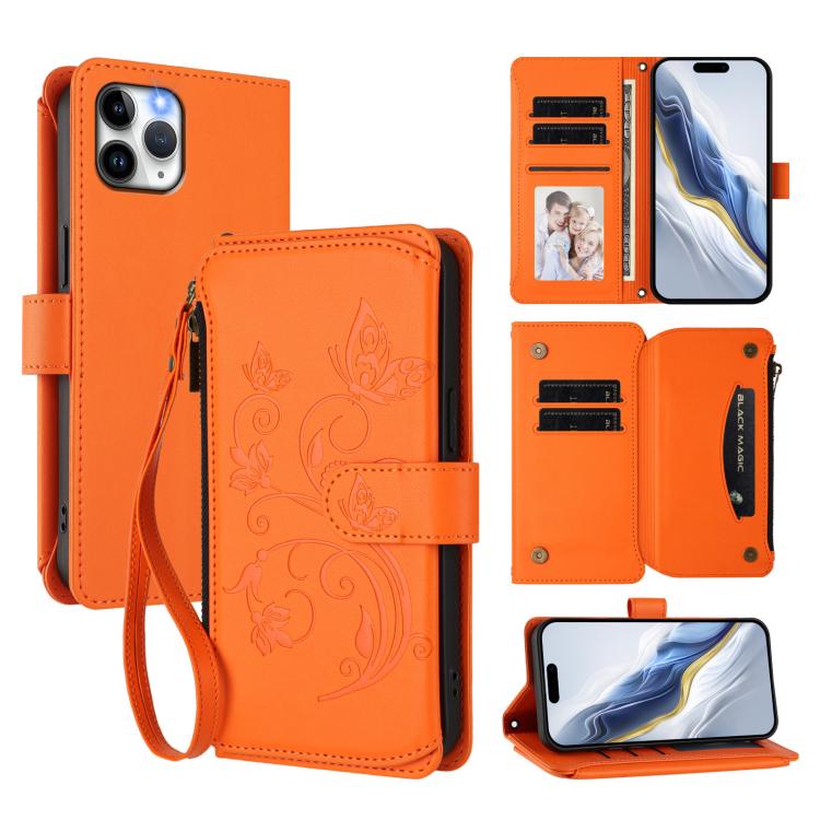 Carteira de couro com fecho de correr, multi-cartões, com padrão de borboleta, amor e flores, para iPhone 11 Pro Max, para iPhone 11, para iPhone 11 Pro, para iPhone X / XS, para iPhone XR, para iPhone XS Max