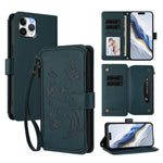 Carteira de couro com fecho de correr, multi-cartões, com padrão de borboleta, amor e flores, para iPhone 11 Pro Max, para iPhone 11, para iPhone 11 Pro, para iPhone X / XS, para iPhone XR, para iPhone XS Max