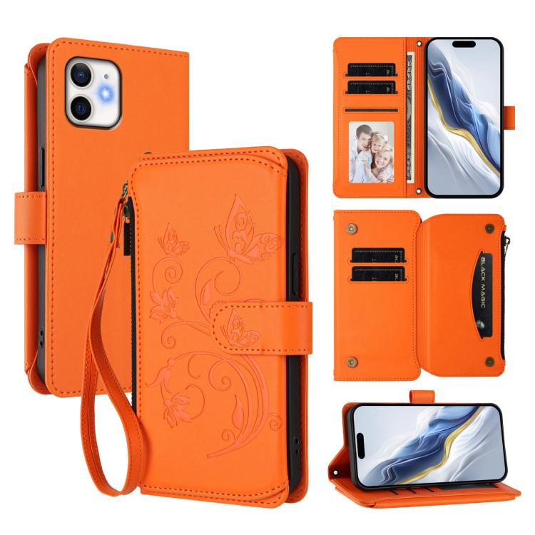 Carteira de couro com fecho de correr, multi-cartões, com padrão de borboleta, amor e flores, para iPhone 11 Pro Max, para iPhone 11, para iPhone 11 Pro, para iPhone X / XS, para iPhone XR, para iPhone XS Max