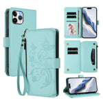 Carteira de couro com fecho de correr, multi-cartões, com padrão de borboleta, amor e flores, para iPhone 11 Pro Max, para iPhone 11, para iPhone 11 Pro, para iPhone X / XS, para iPhone XR, para iPhone XS Max
