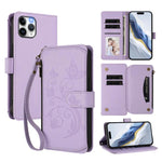 Carteira de couro com fecho de correr, multi-cartões, com padrão de borboleta, amor e flores, para iPhone 11 Pro Max, para iPhone 11, para iPhone 11 Pro, para iPhone X / XS, para iPhone XR, para iPhone XS Max