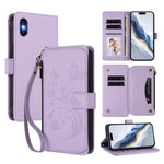 Carteira de couro com fecho de correr, multi-cartões, com padrão de borboleta, amor e flores, para iPhone 11 Pro Max, para iPhone 11, para iPhone 11 Pro, para iPhone X / XS, para iPhone XR, para iPhone XS Max