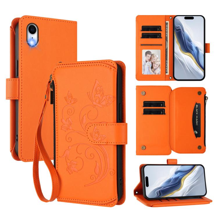 Carteira de couro com fecho de correr, multi-cartões, com padrão de borboleta, amor e flores, para iPhone 11 Pro Max, para iPhone 11, para iPhone 11 Pro, para iPhone X / XS, para iPhone XR, para iPhone XS Max