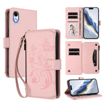 Carteira de couro com fecho de correr, multi-cartões, com padrão de borboleta, amor e flores, para iPhone 11 Pro Max, para iPhone 11, para iPhone 11 Pro, para iPhone X / XS, para iPhone XR, para iPhone XS Max
