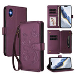 Carteira de couro com fecho de correr, multi-cartões, com padrão de borboleta, amor e flores, para iPhone 11 Pro Max, para iPhone 11, para iPhone 11 Pro, para iPhone X / XS, para iPhone XR, para iPhone XS Max