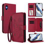 Carteira de couro com fecho de correr, multi-cartões, com padrão de borboleta, amor e flores, para iPhone 11 Pro Max, para iPhone 11, para iPhone 11 Pro, para iPhone X / XS, para iPhone XR, para iPhone XS Max