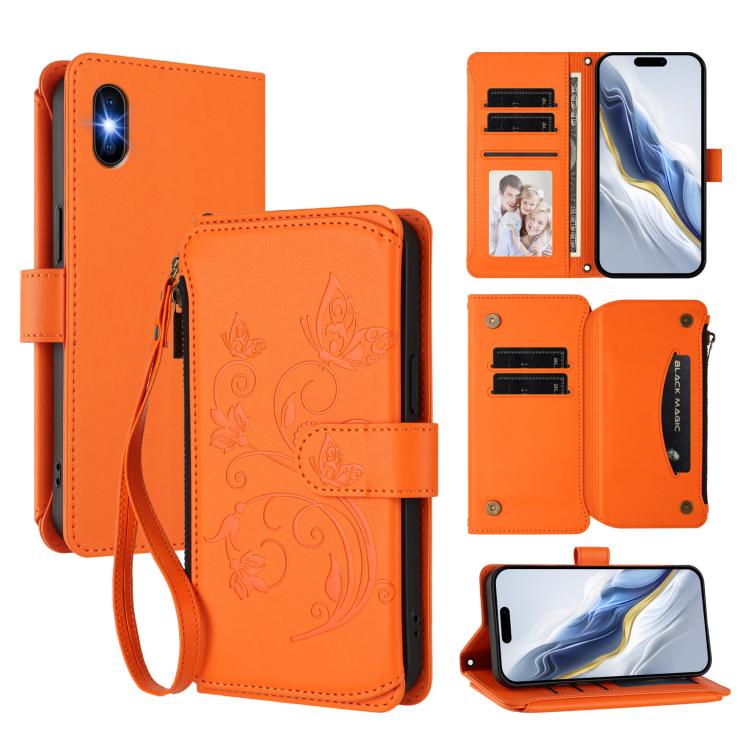 Carteira de couro com fecho de correr, multi-cartões, com padrão de borboleta, amor e flores, para iPhone 11 Pro Max, para iPhone 11, para iPhone 11 Pro, para iPhone X / XS, para iPhone XR, para iPhone XS Max