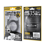 WK WDC-99 Série Kingkong Ruike Cabo de Dados Trançado de Carregamento 35W USB-C / Type-C para 8 Pinos, Comprimento: 1m, Type-C para 8 Pinos