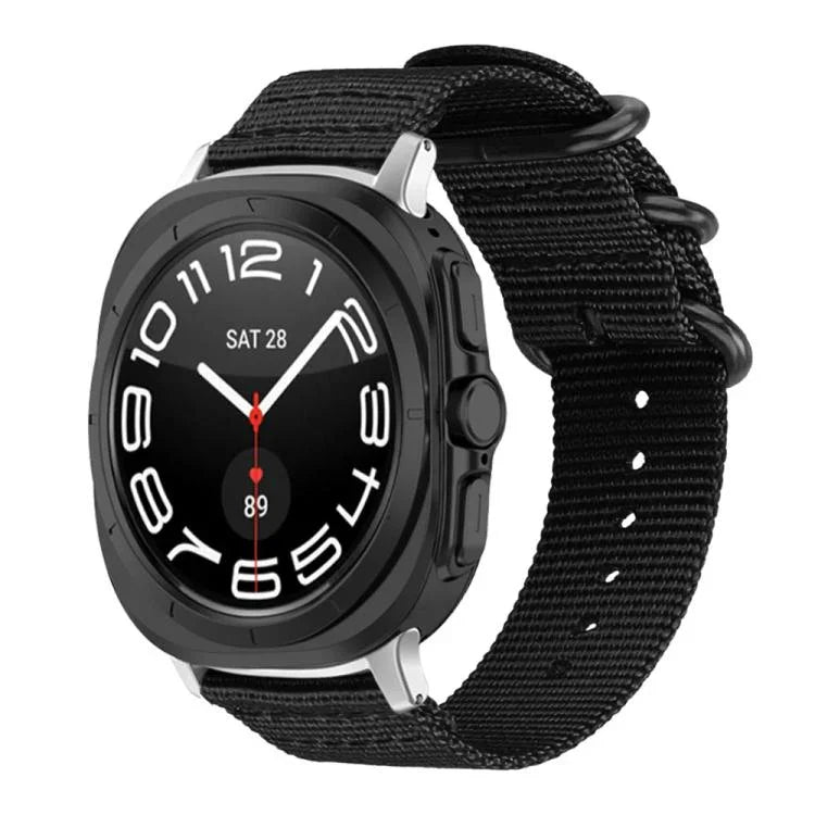Correia de Relógio em Nylon de Tela com Fivela de Anel xDfind, Para Samsung Galaxy Watch Ultra / Ultra 2025, Para Samsung Galaxy Watch8 / 8 Classic, Para Samsung Galaxy Watch 7 / 6 / 5 / FE, Para Samsung Galaxy Fit3 SM-R390
