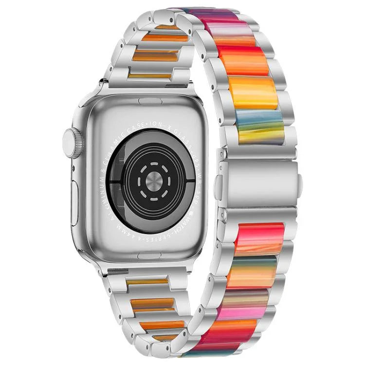 Pulseira de Relógio em Metal e Resina com Três Contas xDfind, Para Apple Watch 42 / 44 / 45 / 46 / 49mm, Para Apple Watch 38 / 40 / 41 / S10 42mm