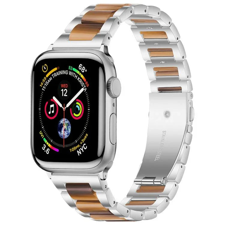 Pulseira de Relógio em Metal e Resina com Três Contas xDfind, Para Apple Watch 42 / 44 / 45 / 46 / 49mm, Para Apple Watch 38 / 40 / 41 / S10 42mm