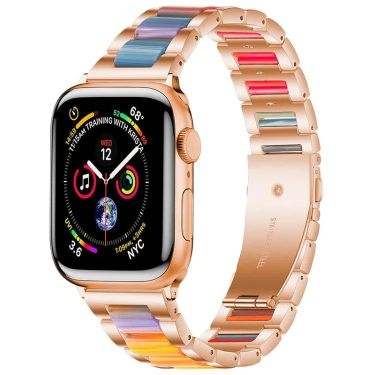 Pulseira de Relógio em Metal e Resina com Três Contas xDfind, Para Apple Watch 42 / 44 / 45 / 46 / 49mm, Para Apple Watch 38 / 40 / 41 / S10 42mm