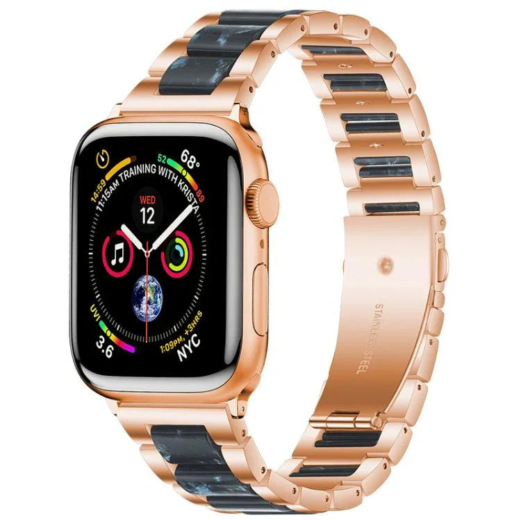 Pulseira de Relógio em Metal e Resina com Três Contas xDfind, Para Apple Watch 42 / 44 / 45 / 46 / 49mm, Para Apple Watch 38 / 40 / 41 / S10 42mm
