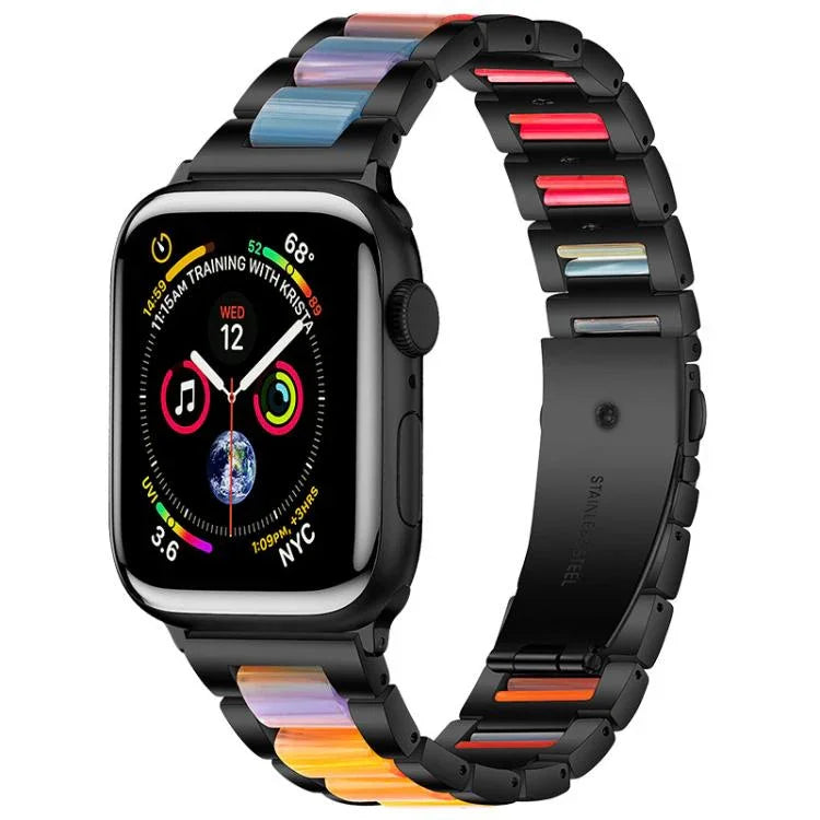 Pulseira de Relógio em Metal e Resina com Três Contas xDfind, Para Apple Watch 42 / 44 / 45 / 46 / 49mm, Para Apple Watch 38 / 40 / 41 / S10 42mm