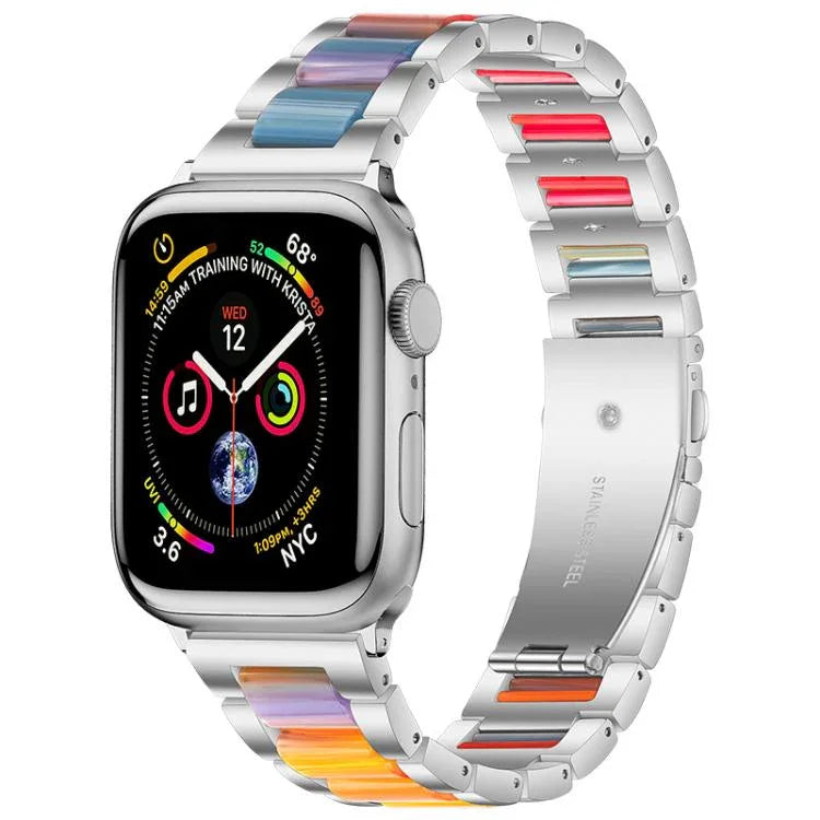 Pulseira de Relógio em Metal e Resina com Três Contas xDfind, Para Apple Watch 42 / 44 / 45 / 46 / 49mm, Para Apple Watch 38 / 40 / 41 / S10 42mm