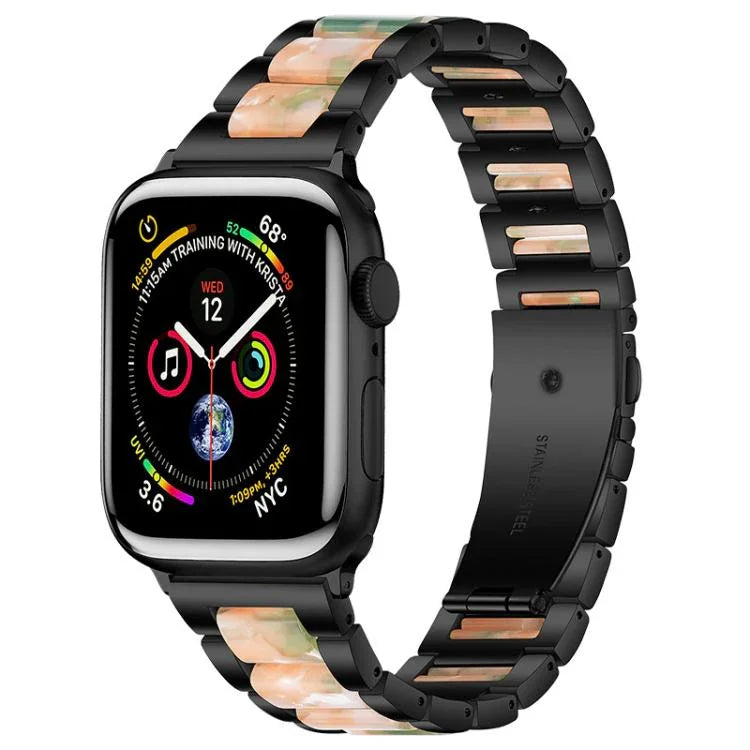 Pulseira de Relógio em Metal e Resina com Três Contas xDfind, Para Apple Watch 42 / 44 / 45 / 46 / 49mm, Para Apple Watch 38 / 40 / 41 / S10 42mm