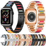 Pulseira de Relógio em Metal e Resina com Três Contas xDfind, Para Apple Watch 42 / 44 / 45 / 46 / 49mm, Para Apple Watch 38 / 40 / 41 / S10 42mm