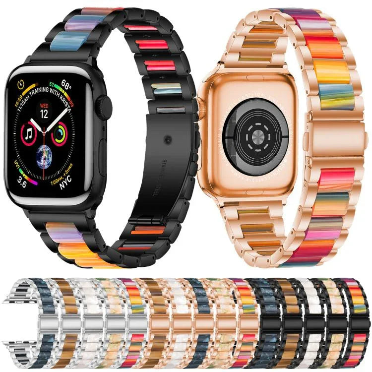 Pulseira de Relógio em Metal e Resina com Três Contas xDfind, Para Apple Watch 42 / 44 / 45 / 46 / 49mm, Para Apple Watch 38 / 40 / 41 / S10 42mm
