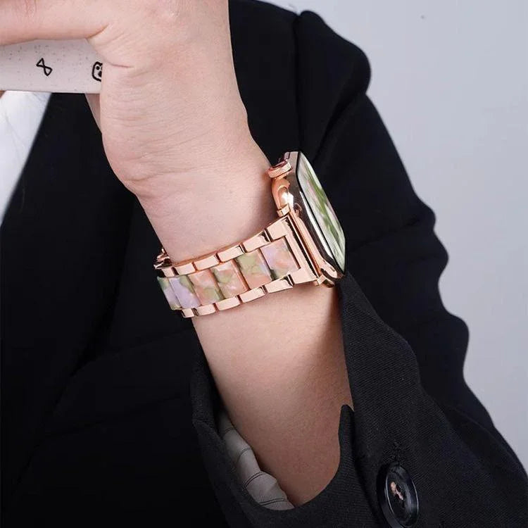 Pulseira de Relógio em Metal e Resina com Três Contas xDfind, Para Apple Watch 42 / 44 / 45 / 46 / 49mm, Para Apple Watch 38 / 40 / 41 / S10 42mm