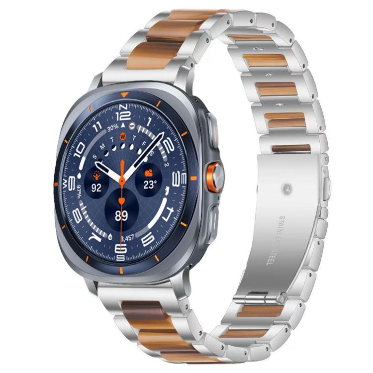 Correia de Relógio de Metal com Resina de Três Contas xDfind, Para Samsung Galaxy Watch Ultra/Ultra 2025, Para Samsung Galaxy Watch8 / 8 Classic, Para Samsung Galaxy Watch 7 / 6 / 5 / FE