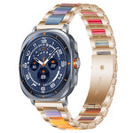 Correia de Relógio de Metal com Resina de Três Contas xDfind, Para Samsung Galaxy Watch Ultra/Ultra 2025, Para Samsung Galaxy Watch8 / 8 Classic, Para Samsung Galaxy Watch 7 / 6 / 5 / FE