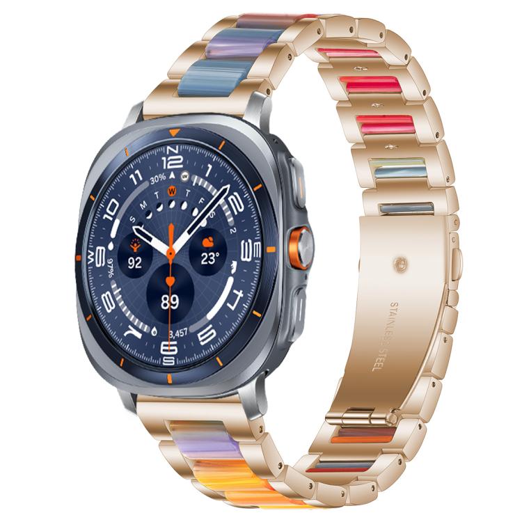 Correia de Relógio de Metal com Resina de Três Contas xDfind, Para Samsung Galaxy Watch Ultra/Ultra 2025, Para Samsung Galaxy Watch8 / 8 Classic, Para Samsung Galaxy Watch 7 / 6 / 5 / FE