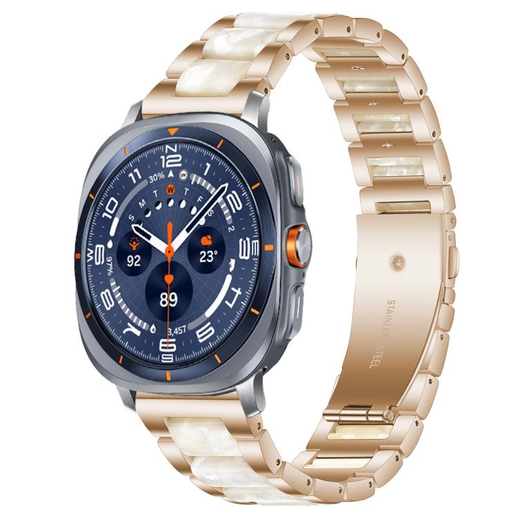 Correia de Relógio de Metal com Resina de Três Contas xDfind, Para Samsung Galaxy Watch Ultra/Ultra 2025, Para Samsung Galaxy Watch8 / 8 Classic, Para Samsung Galaxy Watch 7 / 6 / 5 / FE